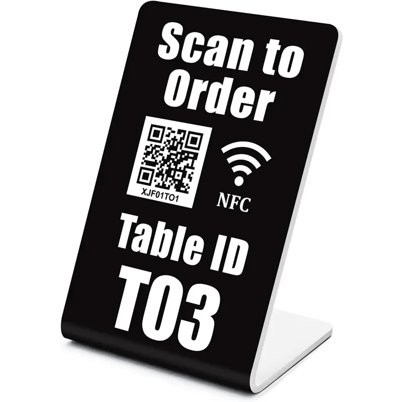 NFC & QR Code Table Tents for Restaurants – Works with Toast & Square – Contactless Table Ordering System with Editable Links - Smart Ordering & Menu Display for Cafe, Bar, Hotel - Set T01-T10(Pack of 10)