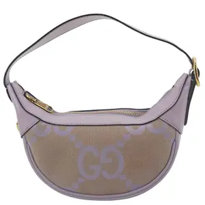 Pre-owned GUCCI GG Canvas Shoulder Bags Ophidia Half Moon Mini Hobo Bag Light Purple 658551