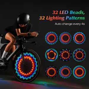MoKo Bike Lights for Night Riding, 2 Pack Bike Tire Lights with 18 Colorful Patterns, IPX5 Waterproof Bicycle Light for Standard Spoked Wheels over 20", Safety Warning LED Wheel Lights for Adults Kids