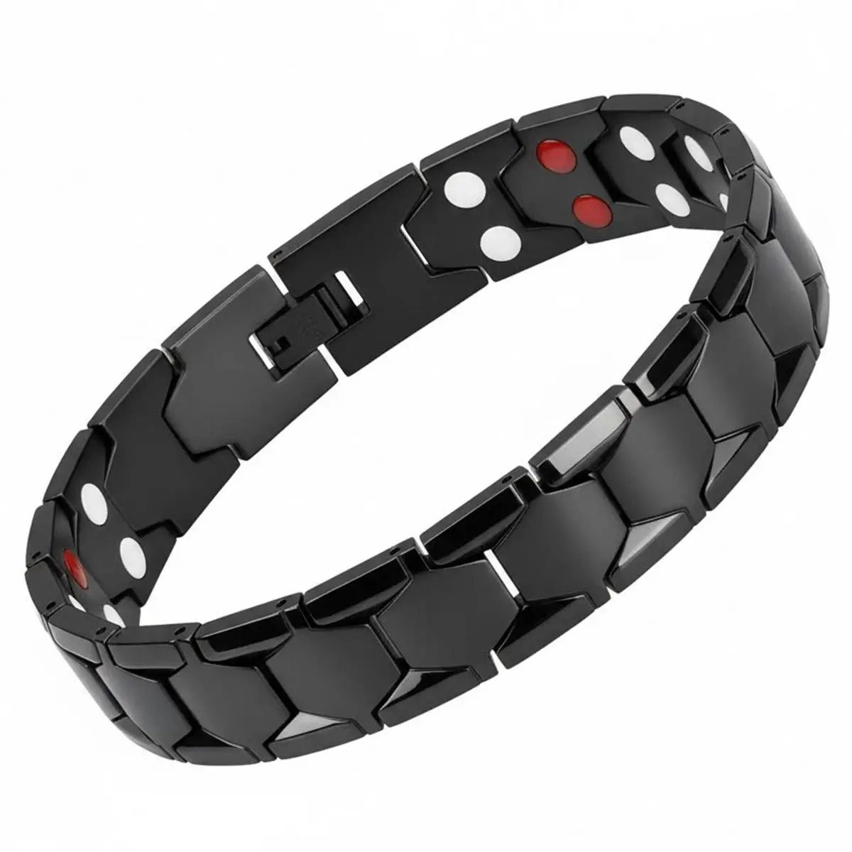 Men's Magnetic Alloy Bracelet - Detachable Hexagonal Wide Beads, Magnetism Feature, Ideal Father’s Day Gift