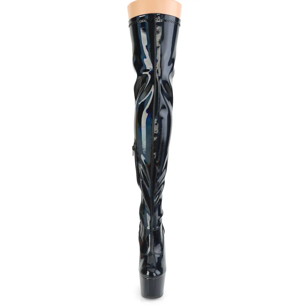Women's 7-in Heel Platform Boot - ADORE-3000HWR, Black Holographic Footwear