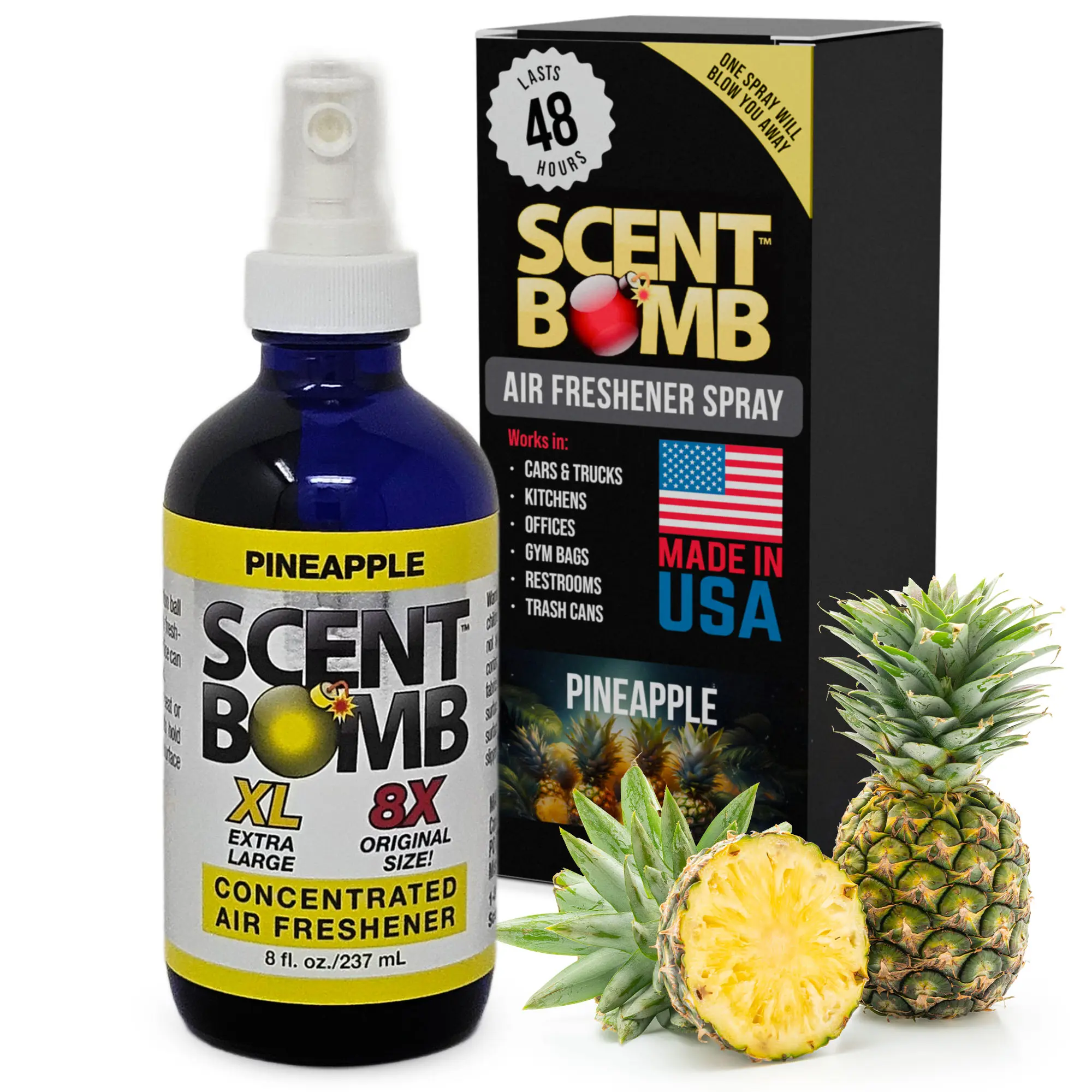 Scent Bomb Pineapple Air Freshener Spray, Long-Lasting Odor Eliminator for Home & Car, Effective Deodorizer Spray for Kitchen, Bathroom, Fresh Room Spray & Smell Neutralizer