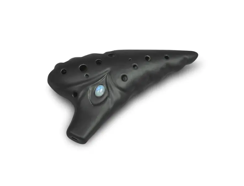 STL Ocarina 12 Hole Ceramic Tenor Ocarina in C Major "Nebula" in Black and Blue Colors - Gift for Musicians & Zelda Fans