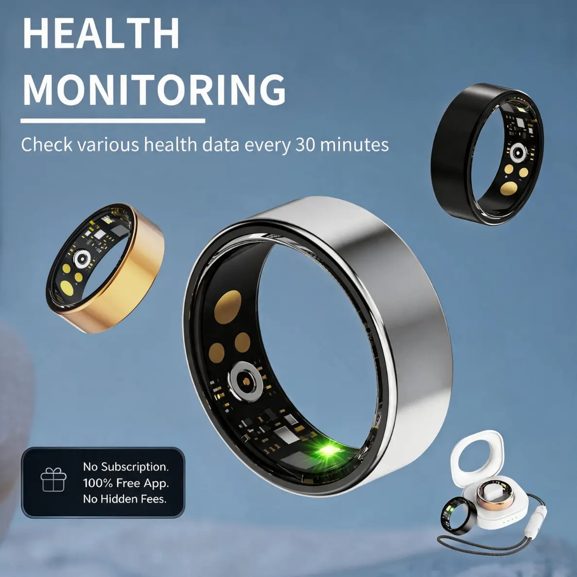 Hillakyo 2026 Smart Ring for Women & Men, Health Fitness Tracking Ring, Sleep & Activity Heart Rate SpO2 BP  Monitor, Step & Calorie Counter, 5-7 Days Battery Life, Charging Case, No Monthly Subscription,Waterproof,Fitnesstech Wellness  Wearable techvibes