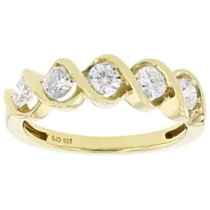 JTV Round White Lab-Grown Diamond H SI 14K Yellow Gold Over Sterling Silver Band Ring 0.80ctw