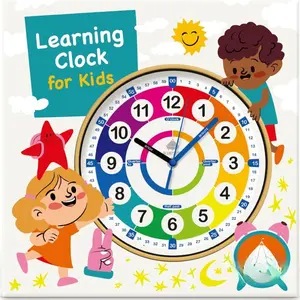 12 Inch Silent Analog Telling Time Teaching Clock for , Wall Clock for  Learning to Tell Time for Class, Wall, Bed, Play, Homeschool