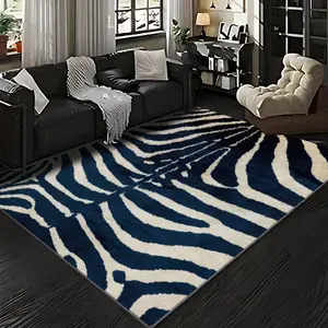 Velvet + soft and comfortable fashion retro luxury dark zebra print pattern printed carpet, Animal Print Rug, home decoration carpet, living room large carpet, sofa cushion, door mat, coffee table mat, bedroom carpet, bedside carpet