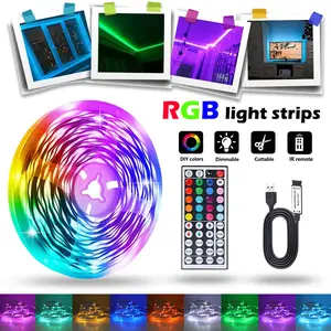 RGB LED Lights Strips with 44-Key IR Remote Control, Multi-Color Changing Lights for Home Decor, Kitchen, Bedroom, Cabinets & Game Room