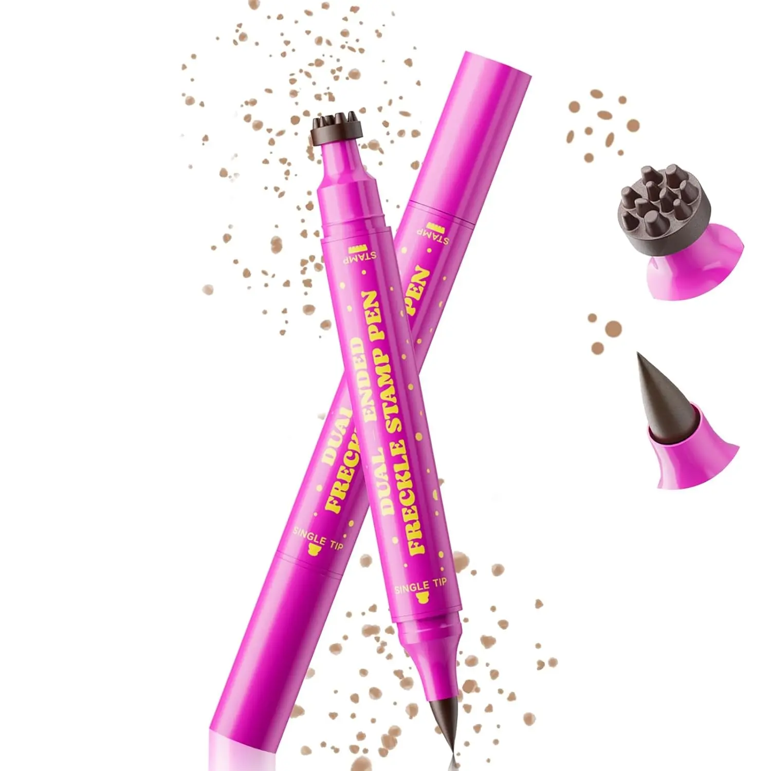Dual-use convenient freckle cosmetic pen. Soft sponge head easy coloring, delicate tip for fine lines. Make energetic retro freckle look, smooth texture all-day wear, match various makeup styles freely.