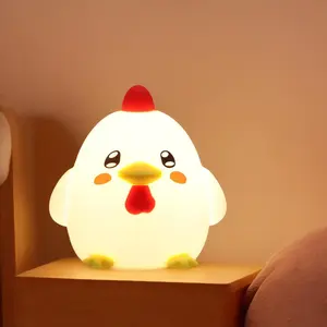 Cute Chick Night Light for Kids Infants Soft Chicken Lamp Is Aesthetic Bedroom Decor RGB Silicone Squishy Animal Lamp with 30 Minutes Timer Nightlight for Bedrooms, Living Room
