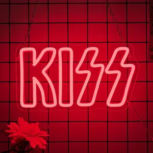 "Kiss"Sign LED Neon Sign, USB Light-Up Wall Hanging Home Anniversary Art Neon Sign, Gift for Partner, Suitable for Bedroom, Wedding, Bars, Wedding Parties, Valentine's Day, Wedding Anniversary, Wall Mounted Lights, Decorative Lights