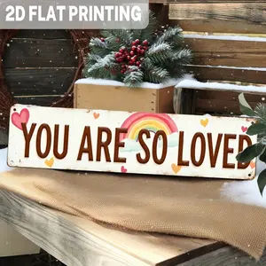 2D Vintage You Are So Loved Metal Sign Love Hearts and Rainbows Wall Art Wall Hanging Rustic Style Wall Decor for Bedroom,Living Room,Entryway,Housewarming Gifts,Decorative Sign 4*16 Inch