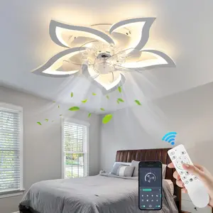 Ceiling Fan Light: Modern Ambient Dimmable LED Design Fan Lamp with Creative Lines and Inverter Technology, Remote/App Controlled, Ideal for Bedrooms, Living Rooms, Home Offices, and Guest Rooms, Indoor Ceiling Fan Lighting