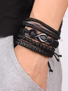 Vintage Leather Set, Fashionable Jewelry for Women & Men, Trendy All-match & Exquisite Jewelry for Birthday Gift, Bangles Matching Bracelets Stack Set