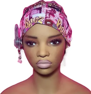 Y2K 2000 BRATZ Pink Satin Lined Ponytail Scrub Cap