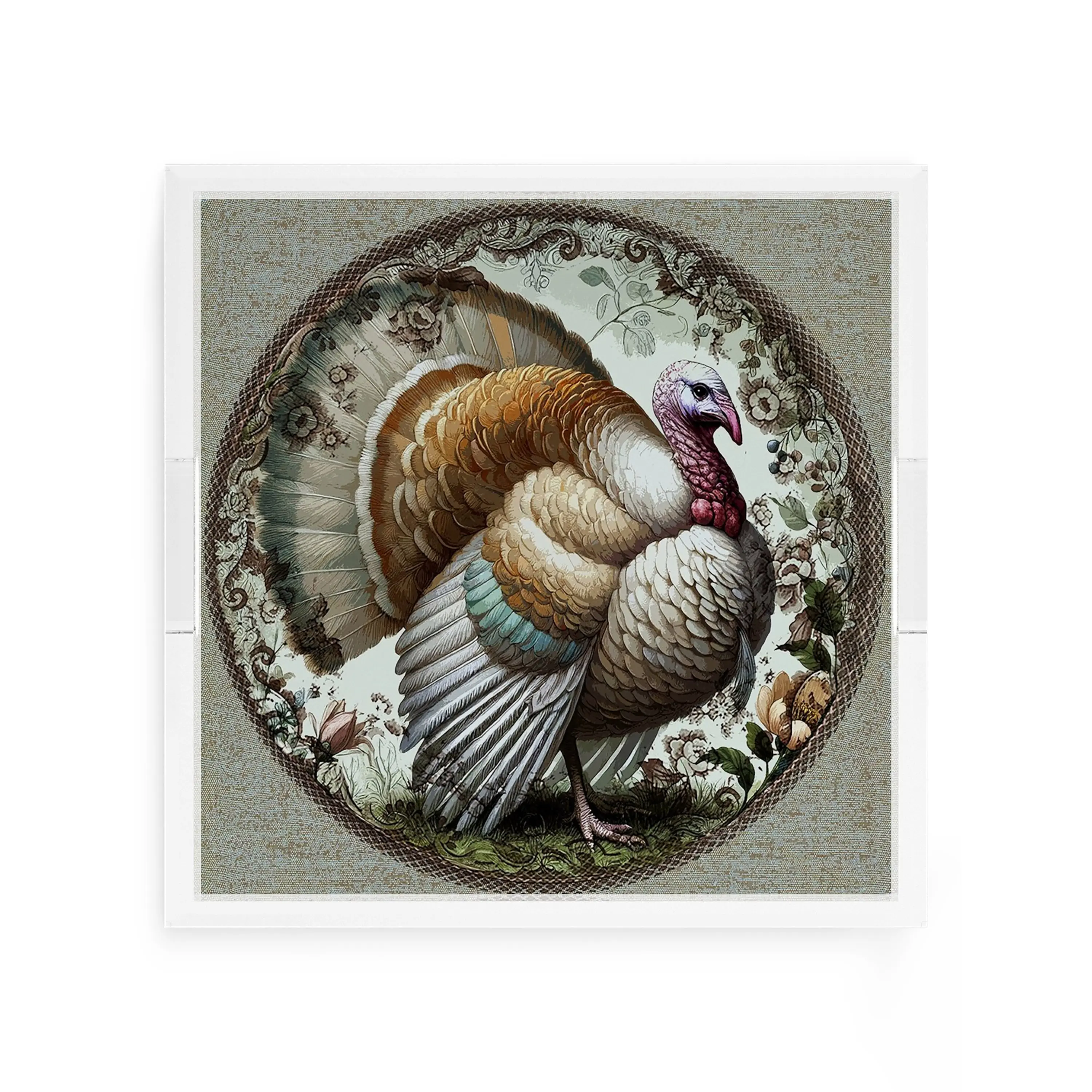 Woodland Turkey Acrylic Square Decorative Tray
