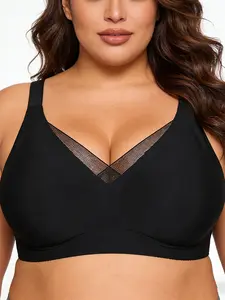 Women's Plus Size Wireless Push-Up Bra, Comfortable Fashion Support Lingerie, Wireless bras, Underwear, Medium Support, Casual Style, All Seasons, Regular Length