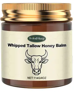 Whipped Grass-Fed Beef Tallow Honey Balm - 4 Oz, Moisturizing Cream for Soft,Smooth Skin - Handmade All-Natural Moisturizer
