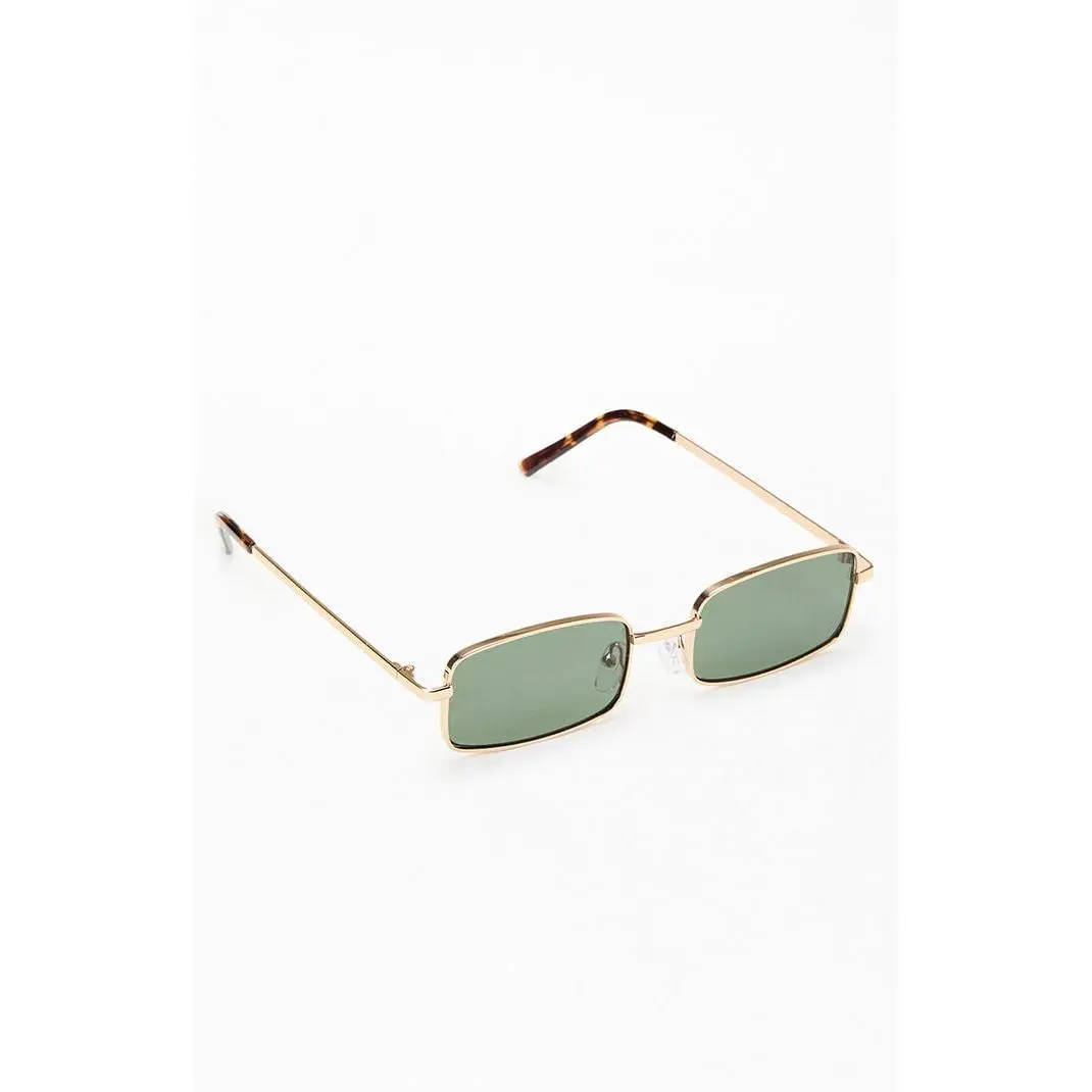 Pacsun Men's Gold Metal Rectangle Sunglasses