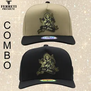 FERRETI HATS Combo FT3939 San Juditas Black and Khaky Baseball Caps for Men