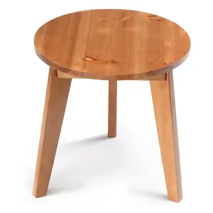 Outvita 15.7In Outdoor Wood Side Table, Small Round Patio Coffee Table, Weather Resistant End Table for Indoor Outdoor Balcony Lawn Pool, Teak Finish Summervibes
