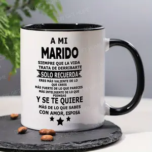 1pc 11oz, ' A MI MARIDO ' Inspirational Ceramic Coffee Mug - to My Husband Mug, Reusable, Perfect Summer Winter Drinkware Gift, Safe & Comfortable Grip, Room Decor, Home Decor, Party Gift, Birthday Gift, Holiday Gifts