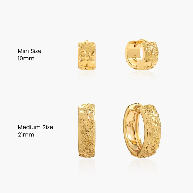 en route 18K Gold Plated Serenade of Orchid Hoops in Gold, Elegant Orchid Motifs with Modern Hoop Design, Versatile Statement Earrings for Everyday Chic & Layered Set Styling #SpringStatements
