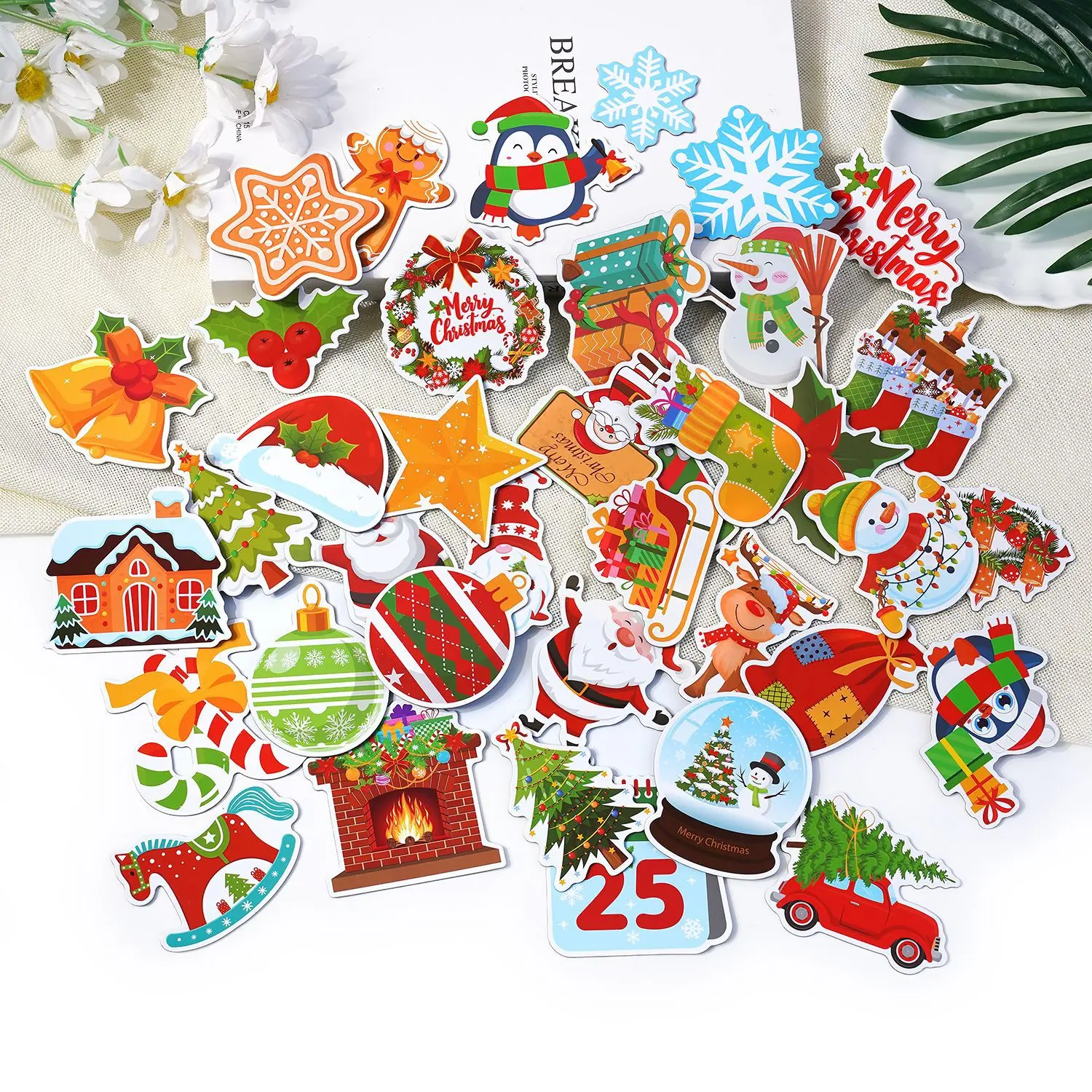 38pcs Christmas Theme Magnetic Stickers,New Christmas Themed Sticker, Magnet Tree For Fridge Metal Door Decor, For Any Magnetic Surface, Easy To Use And Remove