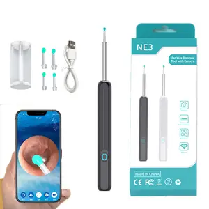 NE3 Ear Wax Remover Camera Wireless HD Ear Endoscope Spoon Pick Cleaning Tools Kit CleanEar Pro, Rechargeable Ear Wax Removal Tool with Camera (Black)