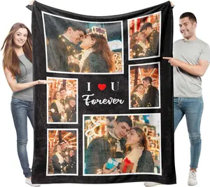 Couple Gift Ideas Custom Blankets with Photos Text Personalized Blanket for Girlfriend Boyfriend Valentines Gifts Customized Birthday Anniversay Picture for Her Him