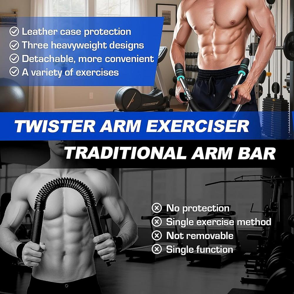 Chest Shoulder Forearm Exerciser, Home & Gym Dual-Use Upper Body Muscle Training Device, 60-100lb Adjustable Power Twister Bar, Portable Detachable Fitness Machine