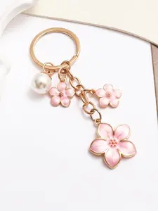 1pc Sweet and Cute Pearl Accents Cherry Blossom Design and Plum Blossom Pendant Keychain | Phone & Bag Charm - The Perfect Birthday or Valentine's Day Gift - Fashion Accessories for Clothing and Bags Versatile Accessory