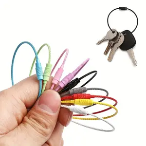 Random Color Key Ring, 8 Counts Portable Multi-purpose Luggage Tag Clip Keychain Rope, Key Ring Cable Screw Lock Accessories