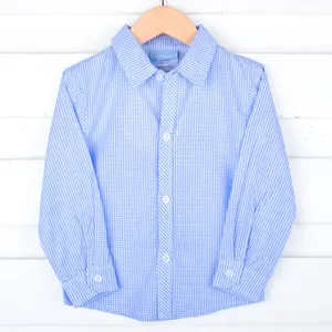 Light Blue Gingham Button Down Shirt - Boys Dress Shirt