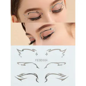 1pc 3d Silver Hot Stamping Jelly Sticker For Eye & Face