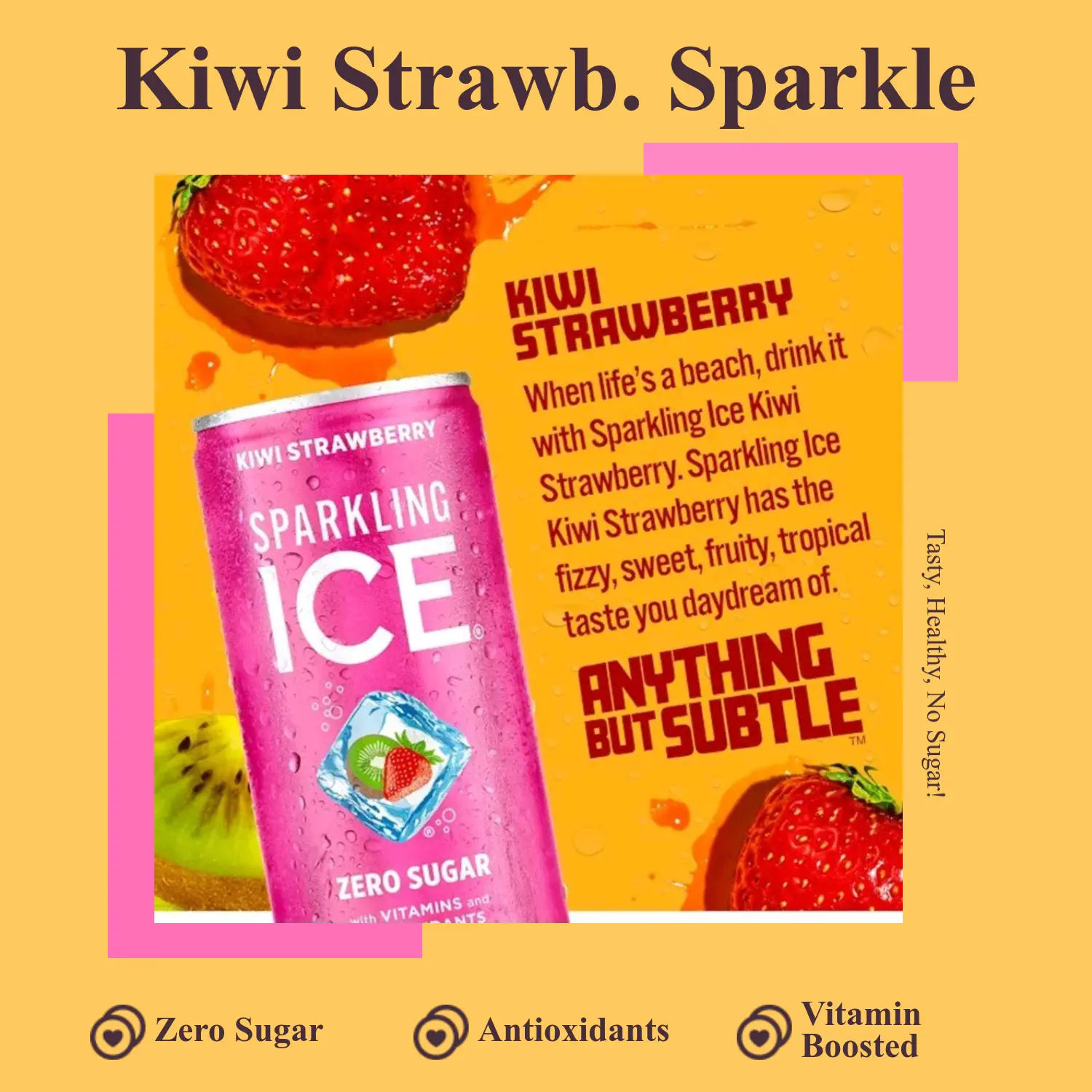 Sparkling Ice Strawberry Kiwi Sparkling Beverage - Antioxidant-Rich, Vitamin-Infused, 0 Sugar, 7.5 fl oz Mini Size Cans (Pack of 10)