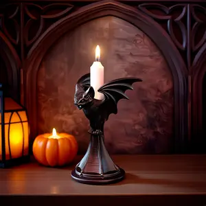 Gothic Candleholder Bat Candle Holder for Halloween, Resin Ornament, Home Desktop Decoration, Christmas Decor, Party Favors