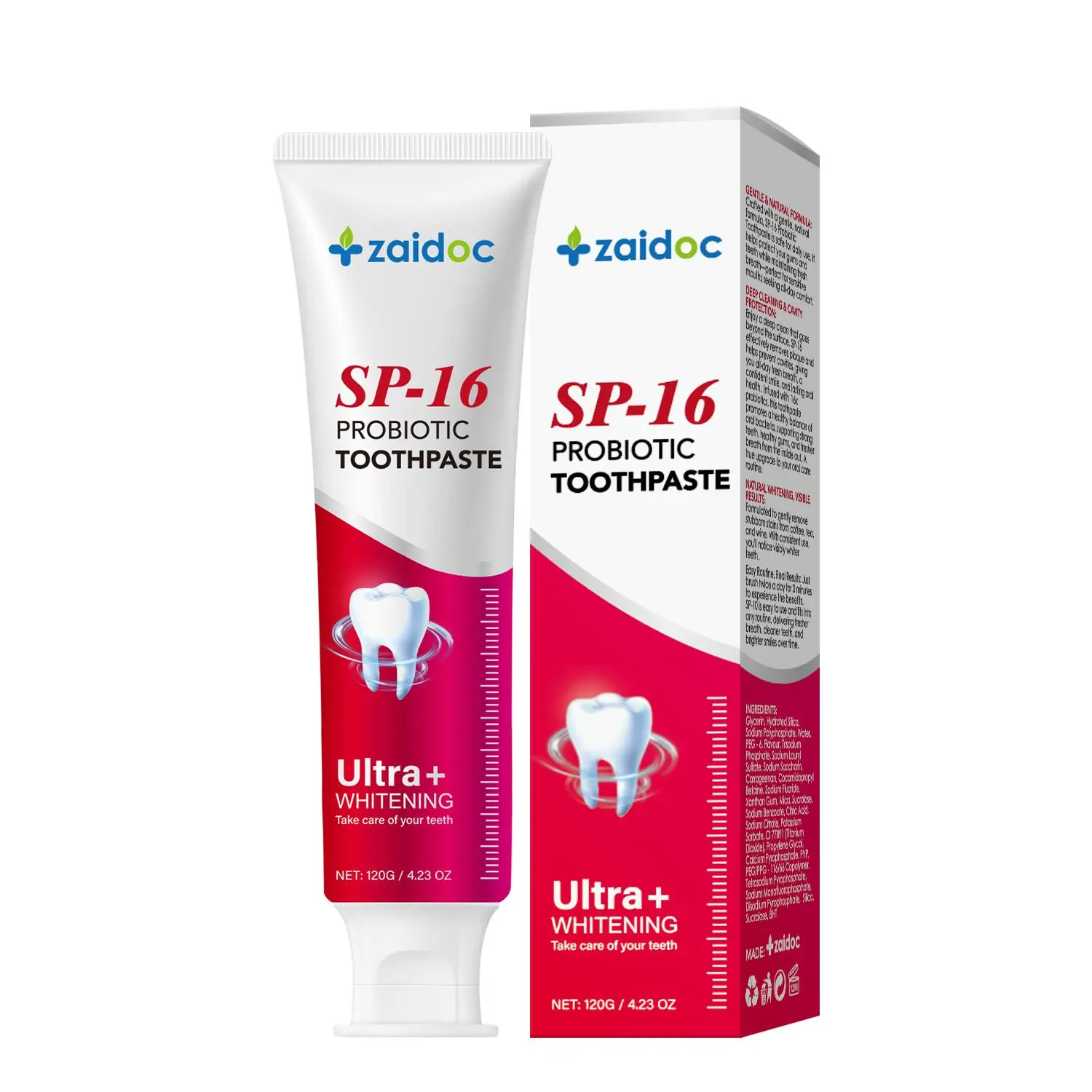 SP-16 Probiotic Toothpaste with Fluoride for Fresh Breath & Oral Health Management, Stain Removal Daily Care.