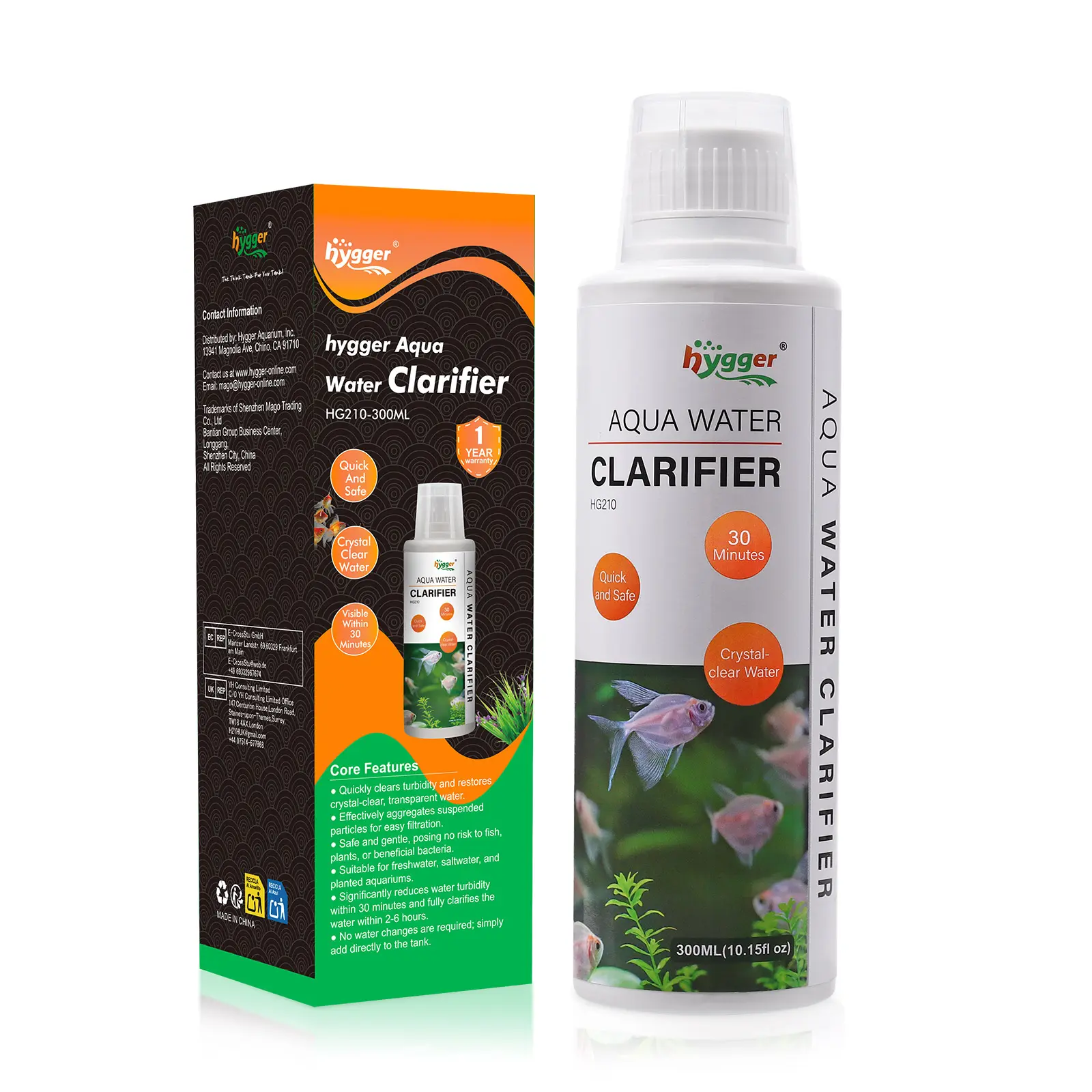 hygger Aquarium Water Clarifier, Water Clarifier for Fish Tank, for Freshwater and Saltwater Tanks