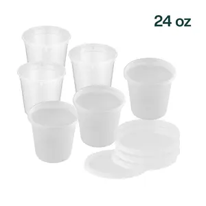 ProTakeOut, [24 oz] Heavy-Duty PP Deli Containers with Lids –50 Sets  | Microwave & Freezer Safe | Durable, Leak-Resistant & Reusable | Ideal for Food Storage, Meal Prep, Restaurants & Catering