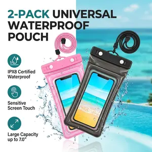 Waterproof Phone Bag, 2 Count Universal Large CapacityTransparent Phone Case with Lanyard, Swimming PhoneBag, Phone Accessories for Swimming, Beach, Pool, PhoneAccessories, Cover, Smartphone pouch