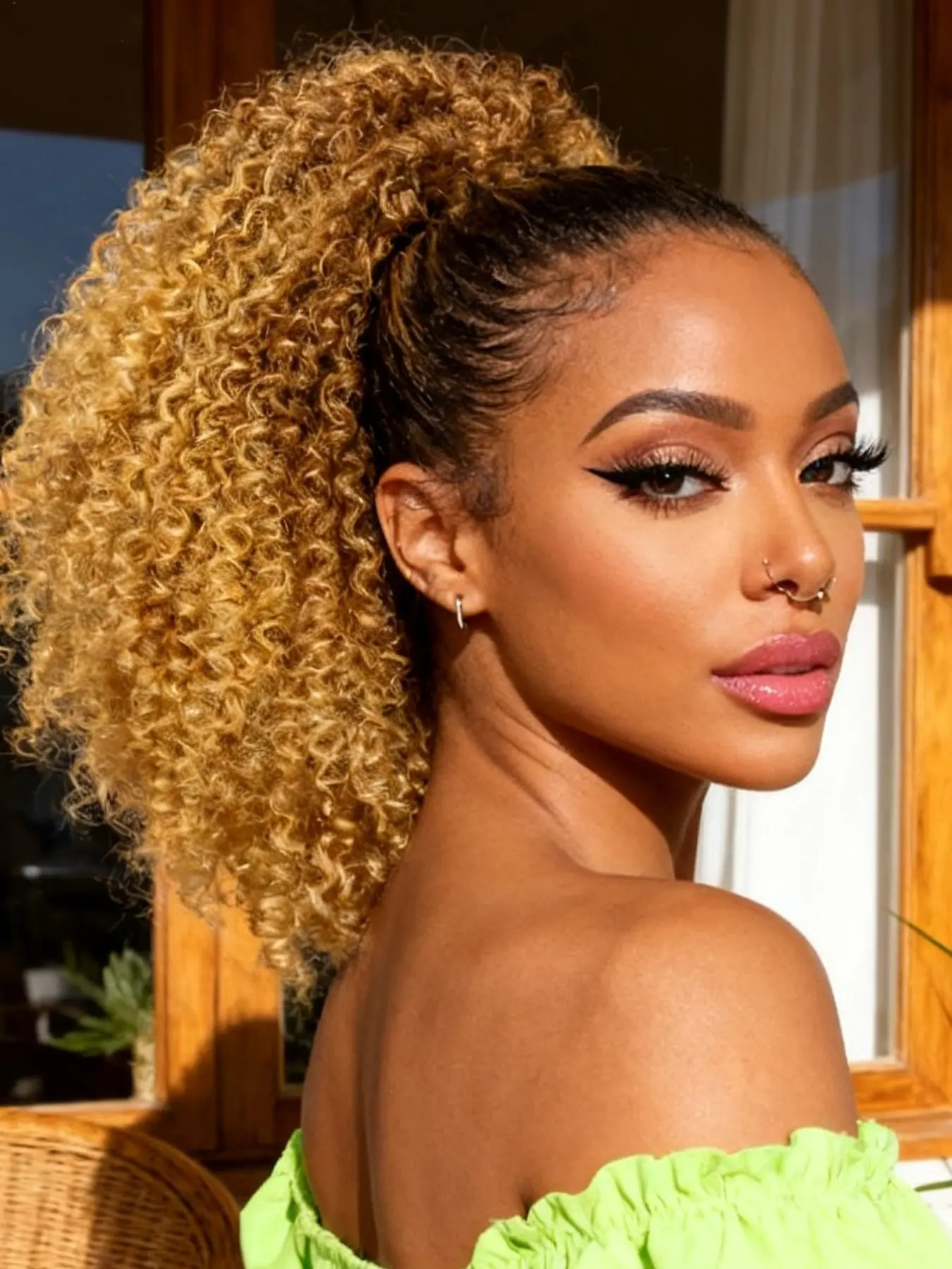 Afro kinky Curly Ponytail Extension 14 Inch Drawstring Ponytail for Women Daily Wear Synthetic Curly Synthetic Hair Extensions