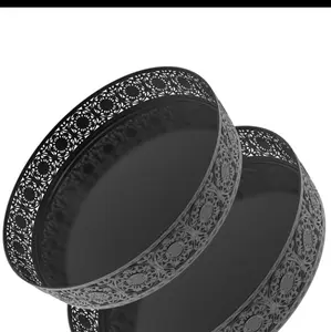 Lazy Susan Organizer(2Pack), 11+12In Lazy Susan Turntable For Cabinet, Turntable Organizer With Non-Slip Pad,Spice Rack Organizer For Kitchen, Fridge,Bathroom, Pantry,Vanity (Flower-Black)