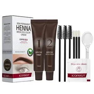 Iconsign Waterproof Eyebrow Dye Paste, Sweatproof Long-Lasting 2-3 Months, 15ML + 15ML Coffee Color, Perfect for Daily Use