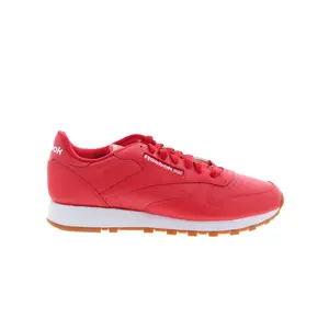 Reebok Classic Leather Mens Red Leather Lace Up Lifestyle Sneakers Shoes