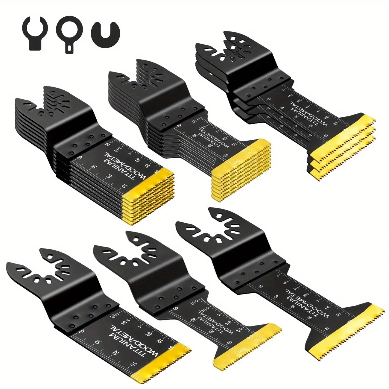 20pcs Titanium Oscillating Tool Blade Set, Cutting, Cuts Metal & Wood Efficiently, Sharp & Heavy Duty Durable Design, Fits Multiple Tools Including Milwaukee Ryobi, Saw Blades, Replaceable Blades