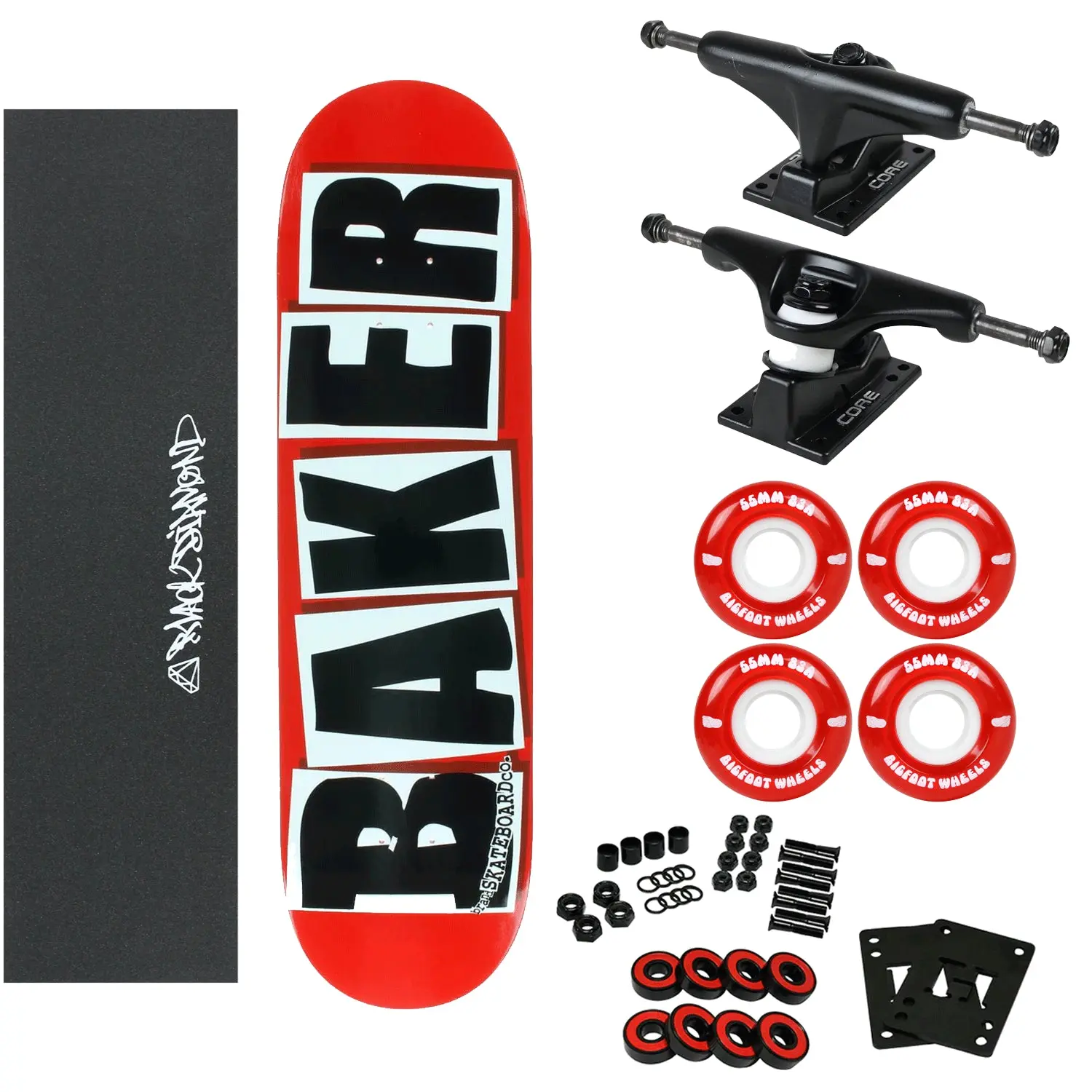 Baker Complete Logo Red/Black 8.38" with 83A Soft Wheels