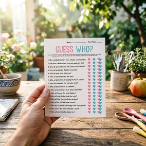 10 Baby Shower Games Quiz Cards, Blue Heart Design, Fun Interactive Props, Guess Who's the Star, Newborn Celebration Game, Party Table Game