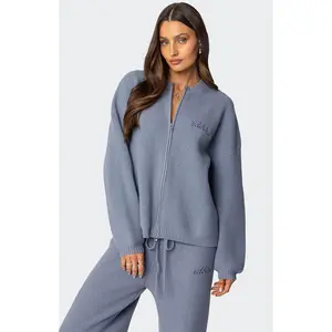 Edikted Women's Kris Ribbed Knit Zip Up Sweater