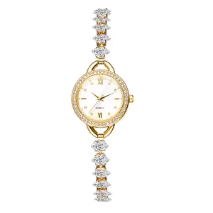 Bling Watches for Women: Ladies Analog Quartz Casual Iced Out Case Crystal Strap Roman Numeral Dial Bracelet WristWatch Gift